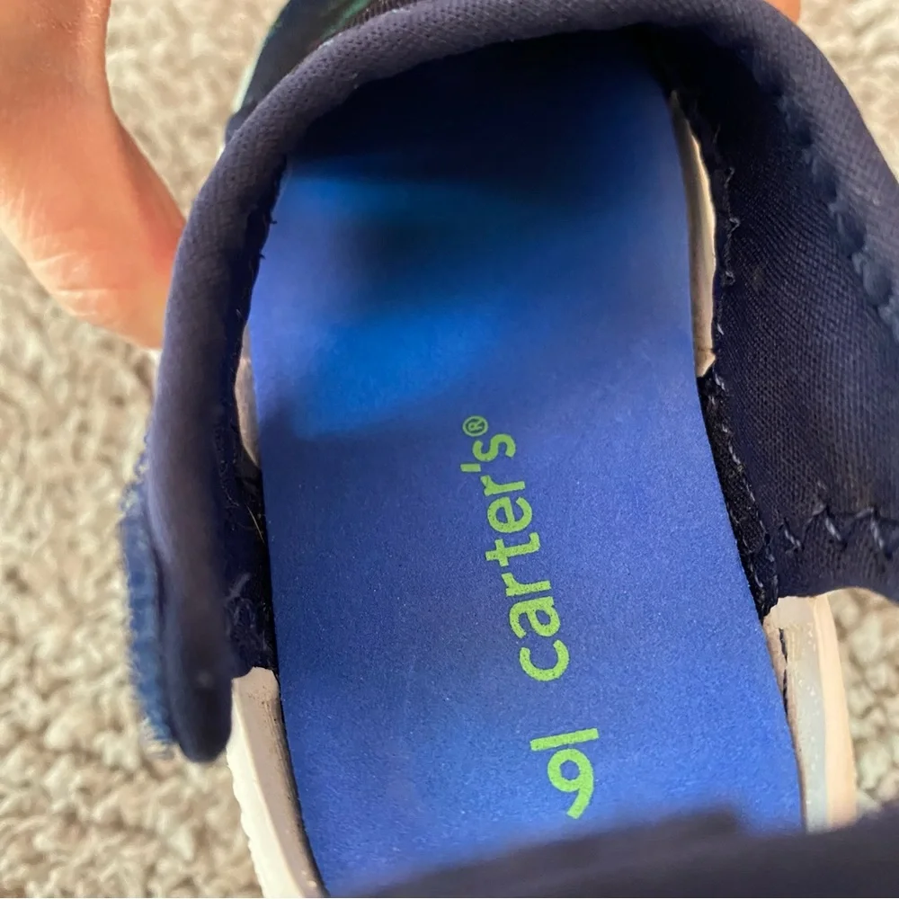 Toddler Boy Water Shoes Sandals Size 6 Navy Blue Dinosaurs Carter's